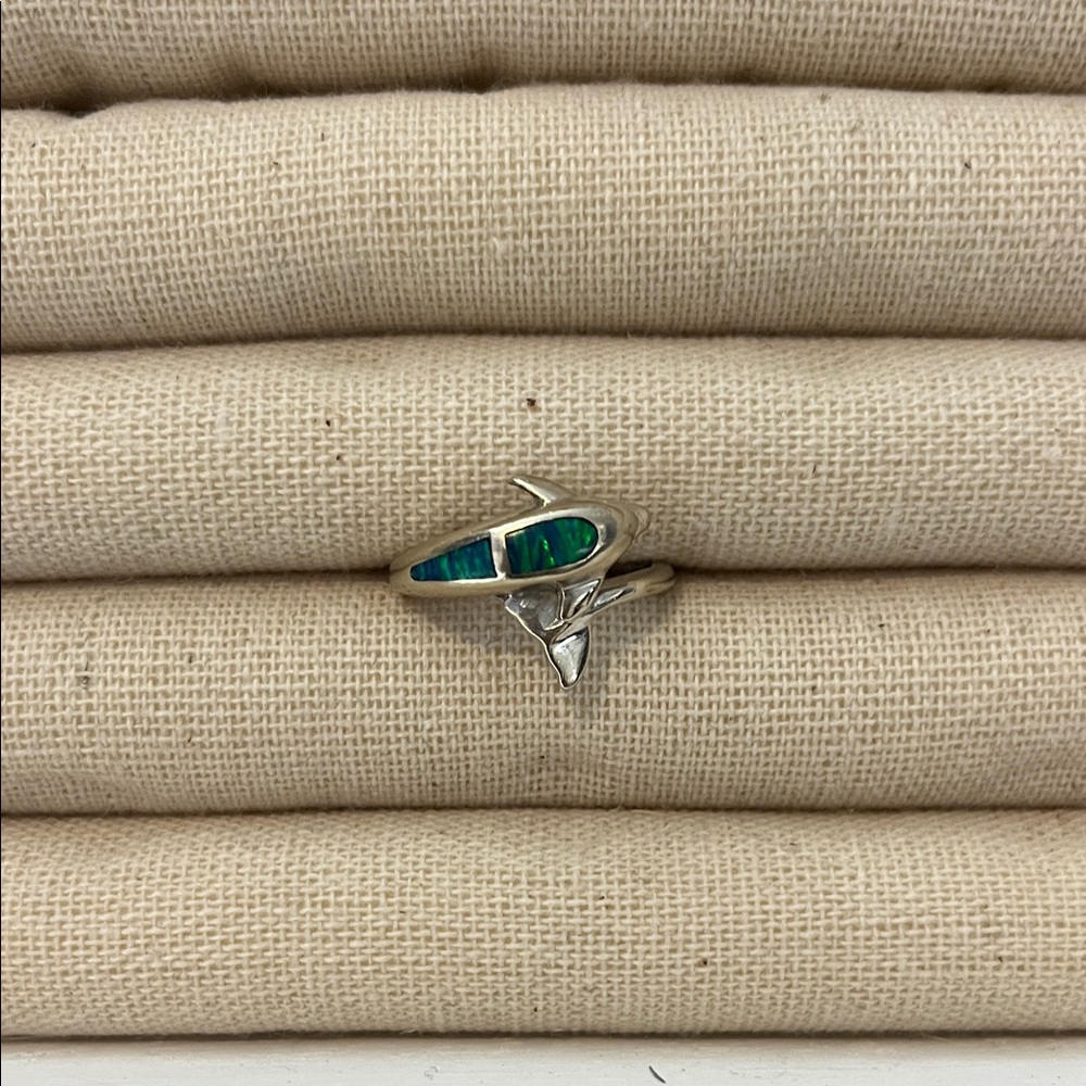 Silver and Green Inlay Ring